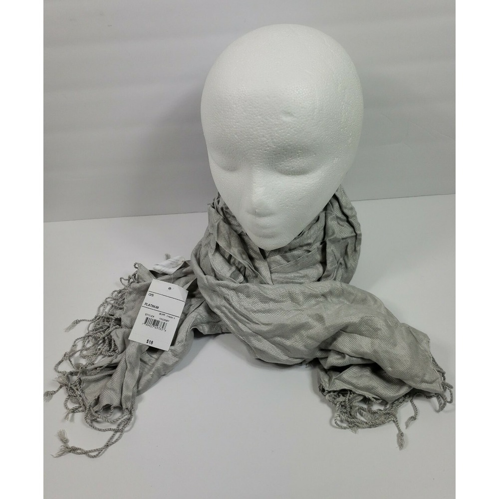 Silver Platnium‎ Acrylic Scarf One Size Large Flowing E3